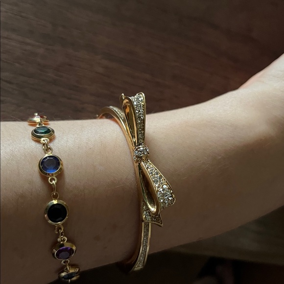 Kate Spade Love Notes Crystal Hinged Bangle Gold - Picture 5 of 15